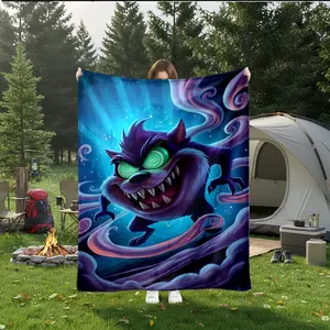 1pc Electric Taz Devil Cartoon Pattern Flannel Fleece Blanket, Super Soft Plush, Cozy Warm, Skin-Friendly, Breathable Throw for Bed, Couch, Living Room, Bedroom, Office, Travel, Camping, Car,