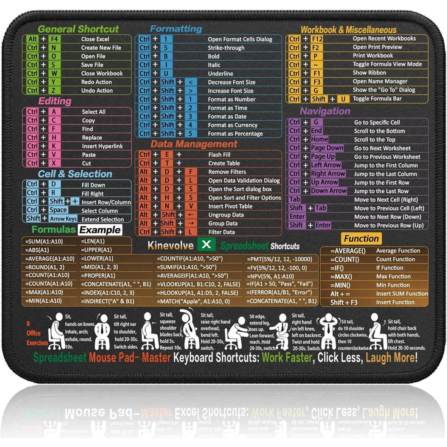 Black(Excel Shortcut Mouse Pad)