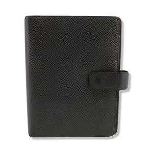 Pre-owned Louis Vuitton Taiga Leather Small Leather Goods Black Medium Ring Agenda LV1459
