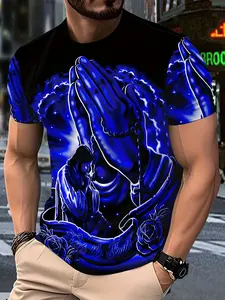 Men's Casual Summer Round Neck T-Shirt Gift Box Set, Lightweight Breathable Polyester Fabric, Religious Church Theme Design, Fitted H-Type Style