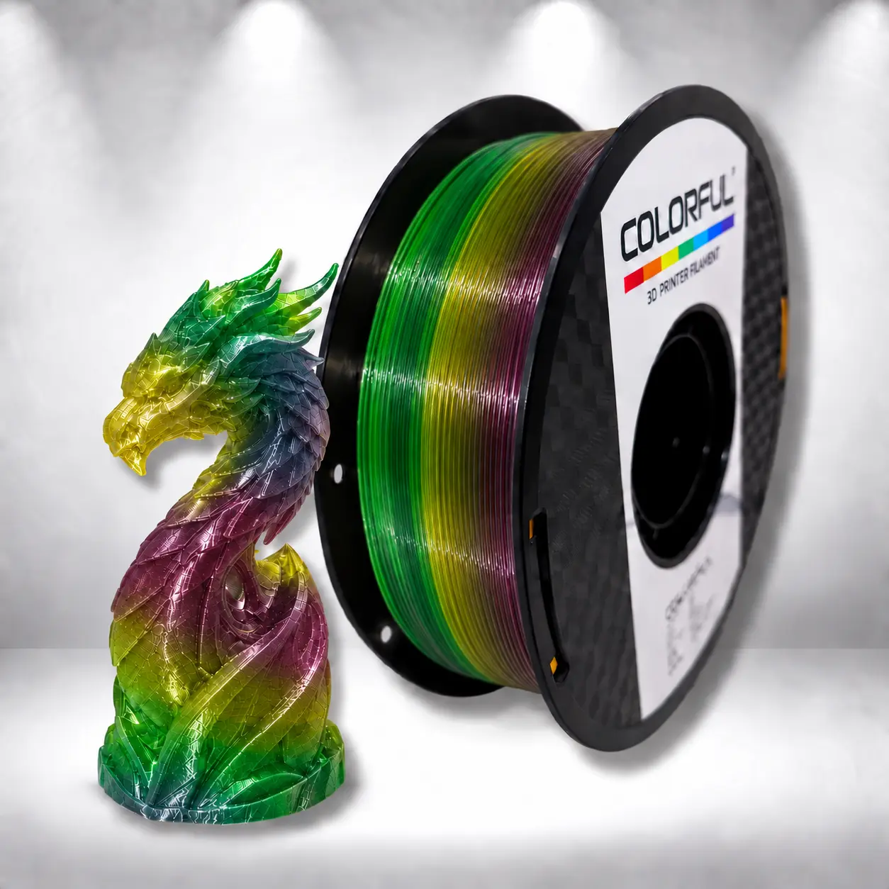 Premium Gradient Color Shift PETG 3D Printer Filament - 1kg Spool, QC-Tested, Vibrant Transparent Rainbow Gradient Shift, High Clarity, Strong Layer Bonding, Easy Printing, for 3D Printer Crystal Models, FDM Prototypes, Beginners/Pros