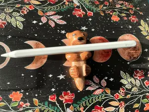 Handmade Clay Otter Pen & Ring Holder - Desk Organizer for Holding Pens & Rings, Unique Otter Design, Crafted from Air Dry Clay