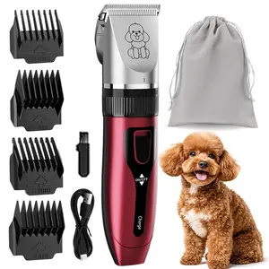 Dog Clippers Low Noise, 2-Speed Quiet Dog Grooming Kit Rechargeable Cordless Pet Hair Clipper Trimmer Shaver for Small and Large Dogs Cats Animals (Gold)
