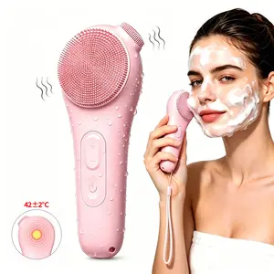 5 Modes Rechargeable Facial Cleansing Brush，Electric Nose Blackhead Remover for Men & Women, Facial Pore Cleaner, Facial Cleansing Instrument, IPX7 Waterproof Silicone Face Scrubber with Warm Compress, Deep Cleansing & Exfoliating & Massage