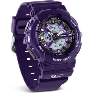 *WWA-PP  Women Watch for Women Teenagers Watch Outdoor Waterproof Digital Sports Analog Watches for Ladies Students with Stopwatch Alarm Countdown Dual Display 7 Color LED Backlight
