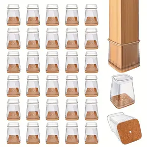 24/32 Pcs Square Chair Leg Floor Protectors, Felt Furniture Pads for Hardwood Floors & Tiles, Anti-Scratch & Noise-Reducing Furniture Leg Covers, Durable Home Essentials to Protect Floors from Scratches