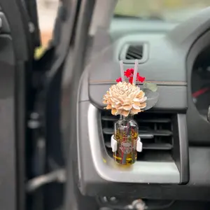 Car Air Freshener with natural flowers and greenery. Refillable/Resuable!