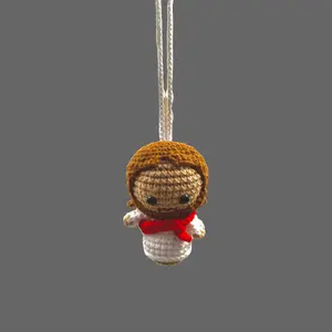 Jesus Crochet Car Hanger Adorable Handmade Ornament for Car Interior Decorations Unique Handmade Craftsmanship Perfect Gift for Car Enthusiasts
