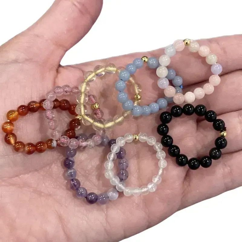 Crystal Bead Stretchy Rings elastic healing Crystal Bead Stretchy Rings elastic healing