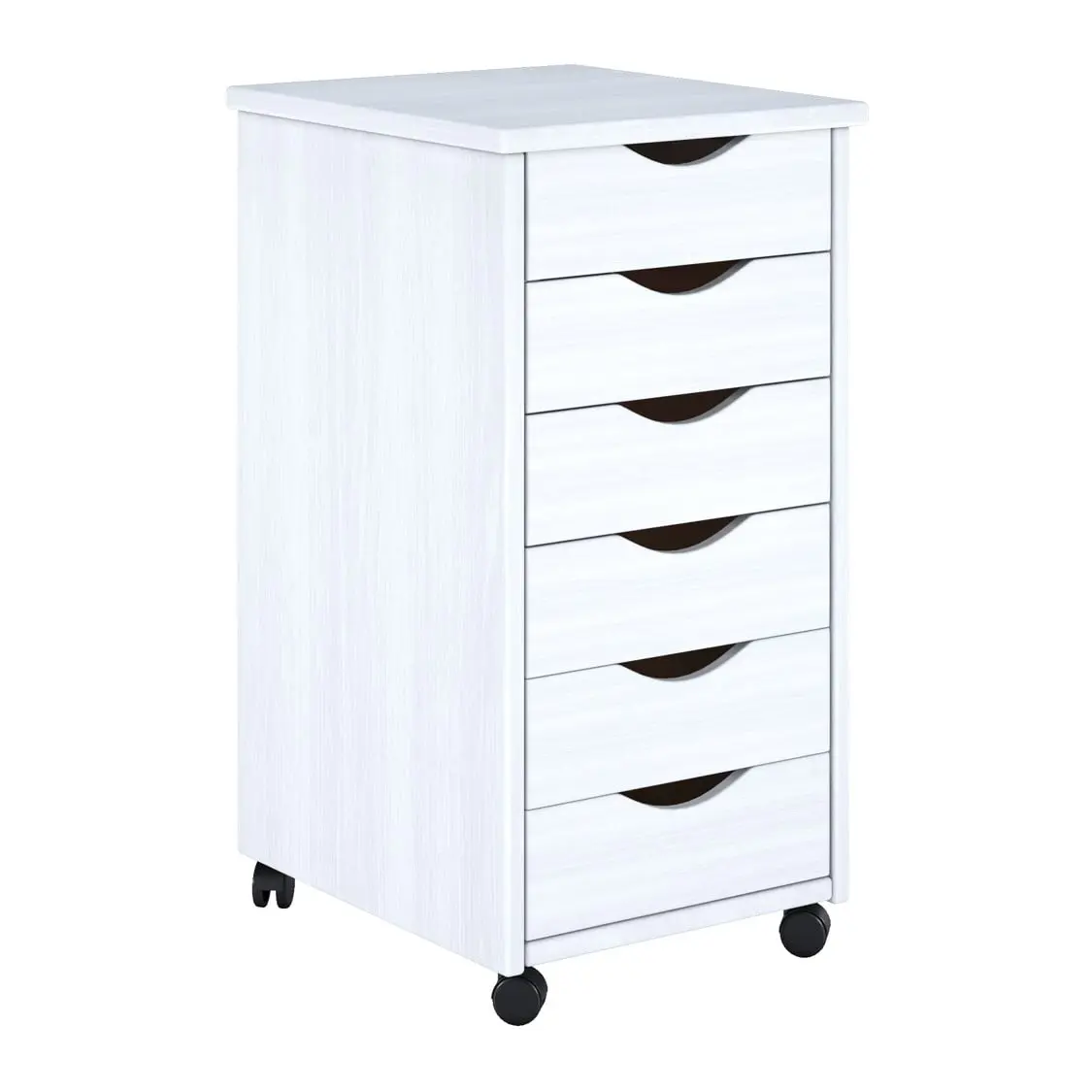 212 MAIN Sustainable Solid Wood Cabinet on Wheels - White, 6 Removable Drawers, 15.4 x 13.4 x 25.4 in, 25 lbs, Non-Toxic Finish, Ideal for Sewing, Crafting, Large Home Appliance Accessories