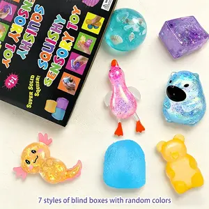 7pcs/set - Novel style sensory stress relief toy blind box set, small and exquisite, soft to the touch, creative release slow rebound pinch, stress relief toy, suitable for small gifts at parties and gatherings