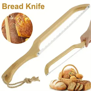 Wooden Handle Bread Knife, Stainless Steel Blade, Self-Made Bread Cutter, Razor-Sharp Design, Ideal for Kitchen, Restaurants & Home Use