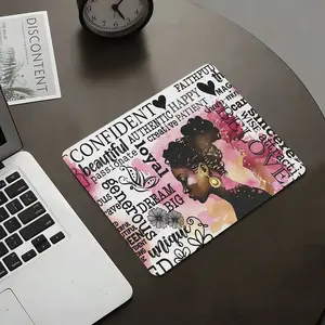 Bohemian Watercolor Empowering Women, Religion Encourages Black Women Square Mouse Pad, Gaming Mousepad, Aesthetic Desktop Decorative Protective Pad, Rubber Anti-slip Lockedge Work Pad, Small Size Suitable for Laptop, Desktop Computer Games, Work, Family