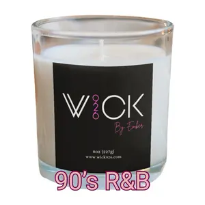Wick 926 Co 90’s R&B 8oz Scented Candle - cashmere/cedar/sandalwood Fragrance - Long Lasting 40-45 Hours - Ideal for Decorating & Gifting