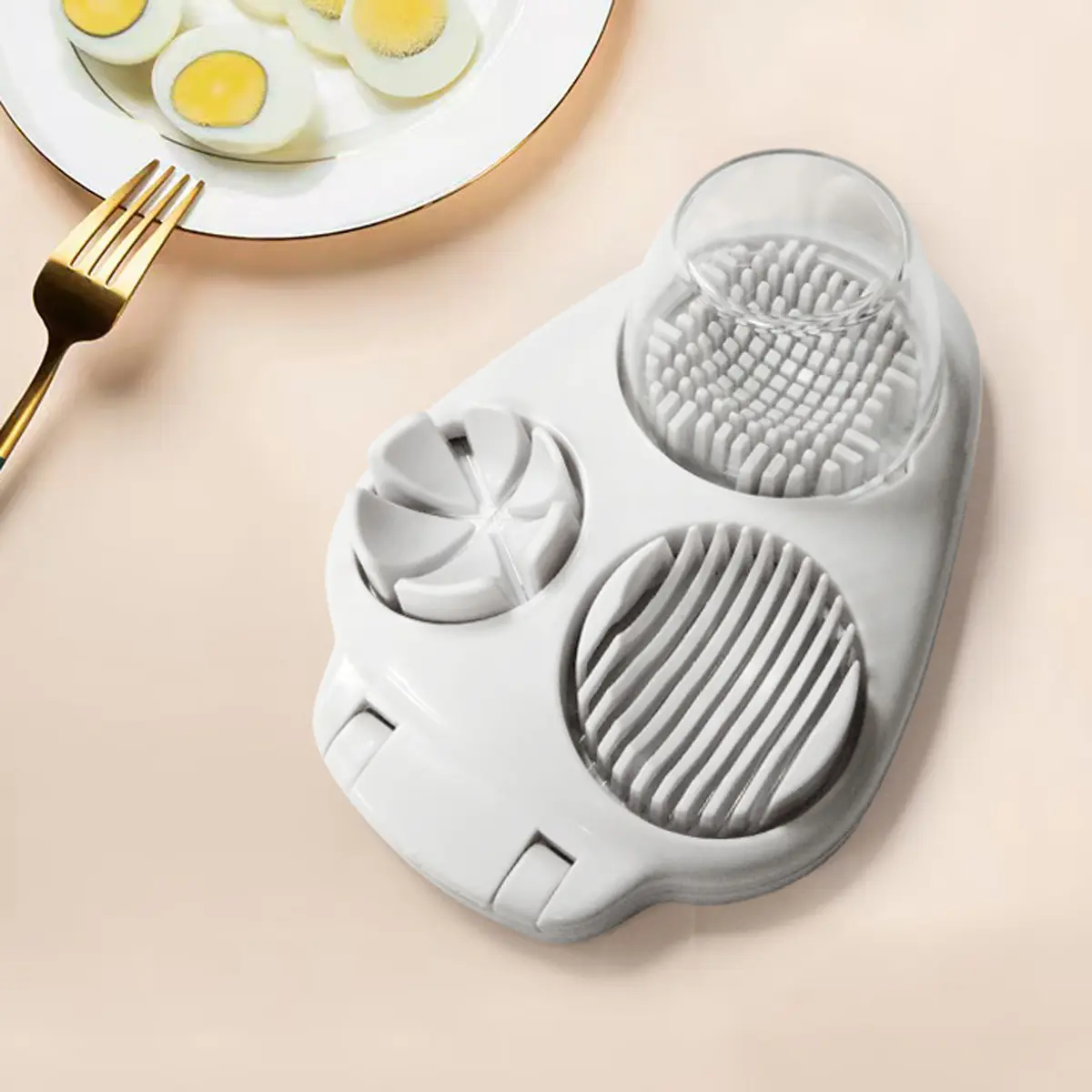 3-In-1 Egg Slicer Presser Cutter, Home Kitchen Restaurant Tool, Sturdy Lightweight Stainless Steel, Slice, Dice & Shell Separator, Cooking Accessory, Kitchen Gadgets, Kitchen Utensils Gadgets, Egg Cracking Tool, Kitchenware
