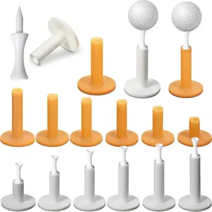 24 count 6 Size Rubber Golf Tees for Mats, 2 Colors Plastic Tee Holders for Driving Range, Simulators, Indoor Outdoor Practice Accessories, 6 Pack Mixed Size