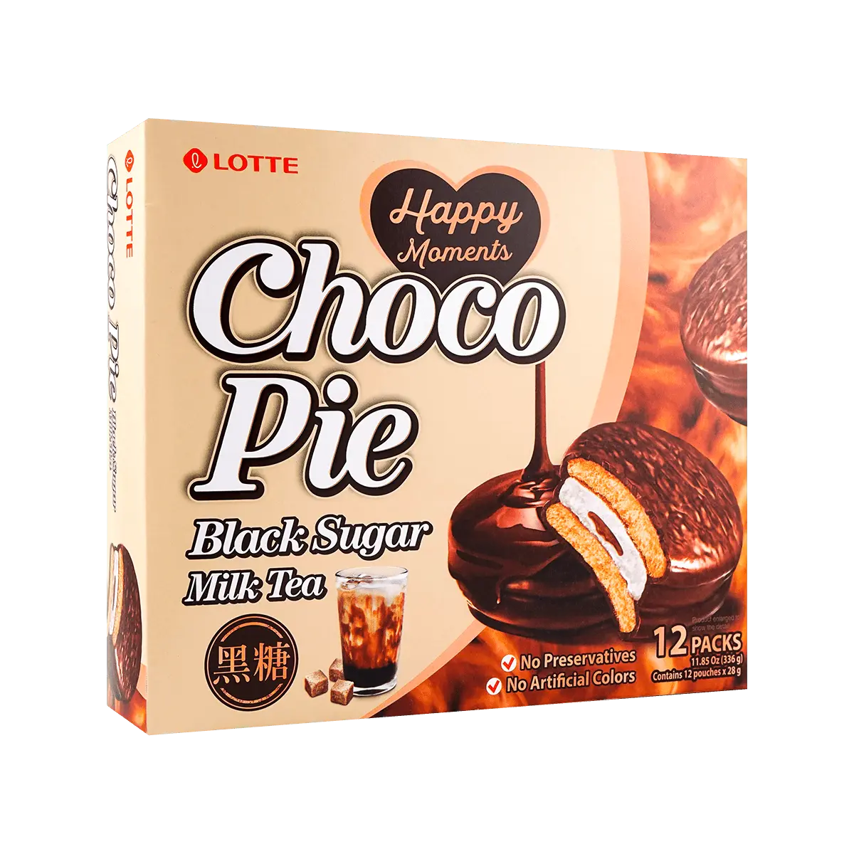 LOTTE Korea Choco Pie Black Sugar Milk Tea 336g