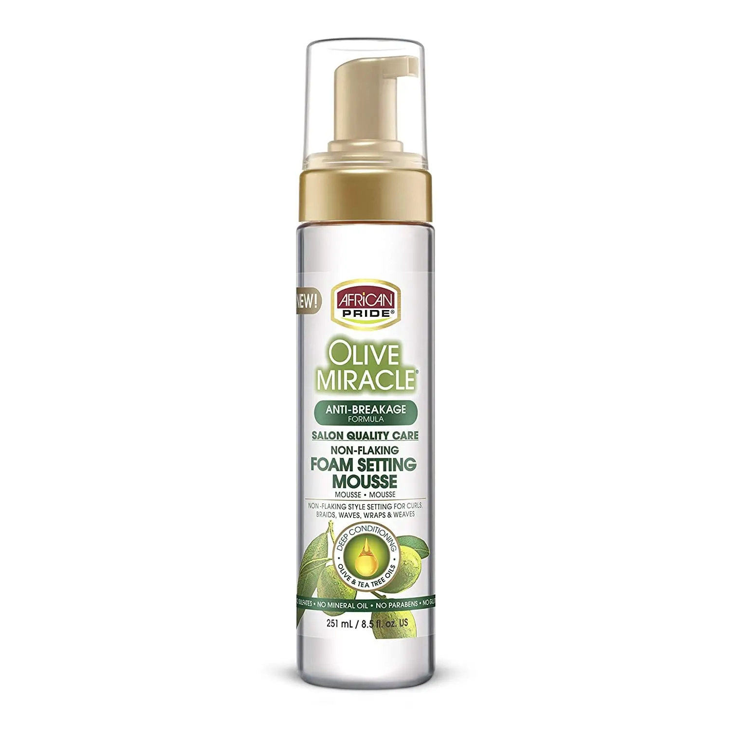 Foam Setting Mousse with Olive & Tea Tree Oil for Frizz Control, Moisture & Defined Curls, Nourishing Afro Hair Styling, Unisex, 8.5 oz, Haircare, Curl Products, Natural Waves, Curl Enhancing