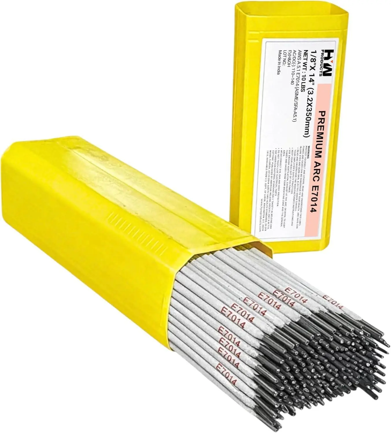 E7014 Iron Powder Mild Steel Arc Stick Electrodes, 1/8in x 14in Welding Rods for Flat/Horiz. Welding, 10-lb Box