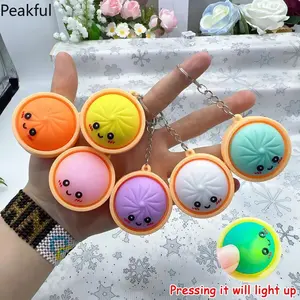 Funny Food Shape Pressable Keychain, Popular Dumpling Design Relax Fidget Toy, Multi-scene Wear-resistance Decorative Charm, lovely vivid modeling and solid material, great for outdoor outing matching, office stress releasing, backpack decor
