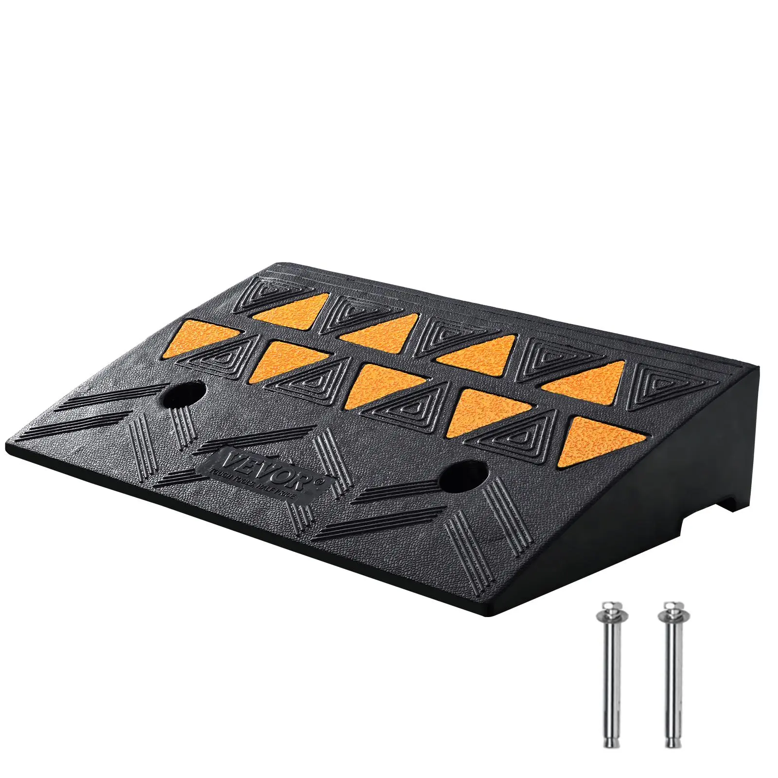【summerfinds】VEVOR Rubber Curb Ramp 4.25" Rise Height Sidewalk Curb Ramp, 11.8" Width 19.7" Length Driveway Ramp for Curb, 15T Heavy Duty Rubber Ramp for Forklifts, Trucks, Buses, Cars, Wheelchairs, Bikes