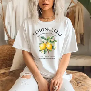 TeeBox Store Limoncello Shirt Amalfi Coast Italy Lemons T-shirt Holiday Shirt for Her Casual Cotton Essential Tee Soft Fabric Top