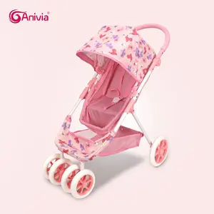 Anivia Brand 18-Inch Doll Stroller, Foldable Doll Push Cart, Silent Wheels, Comfortable Handle, Perfect Gift for Kids' Holidays or Birthdays, Quad Collapsible Stroller