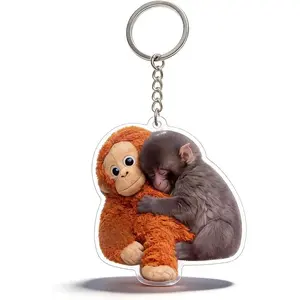 ChicBloom B Punch The Monkey Keychain Cute Plush Punch Monkey Keychain Purse Bag Charms Car Key Rings Accessories Gift of Love