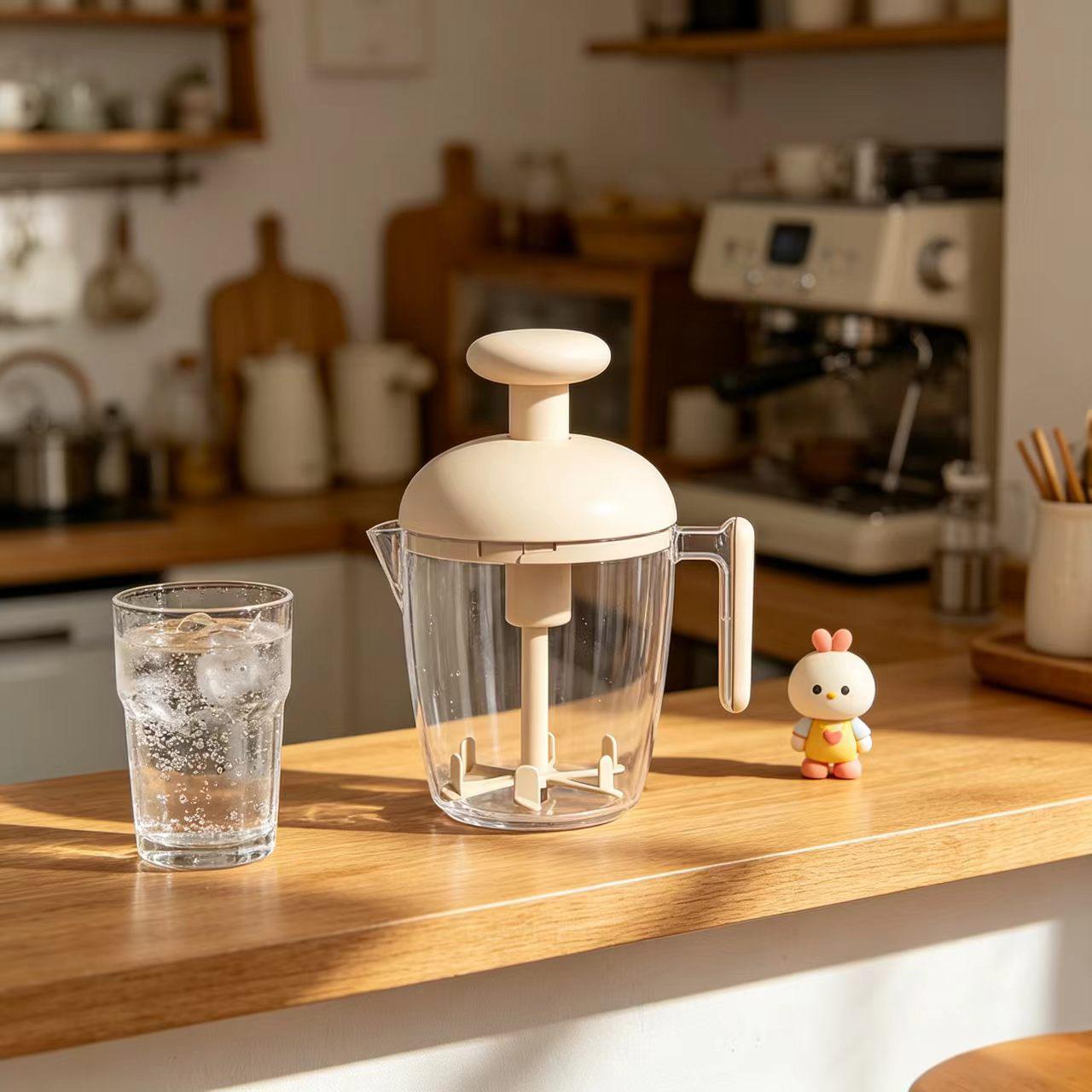 Hand-Press Egg Beater Cup – Whisk, Strain & Whip Effortlessly!