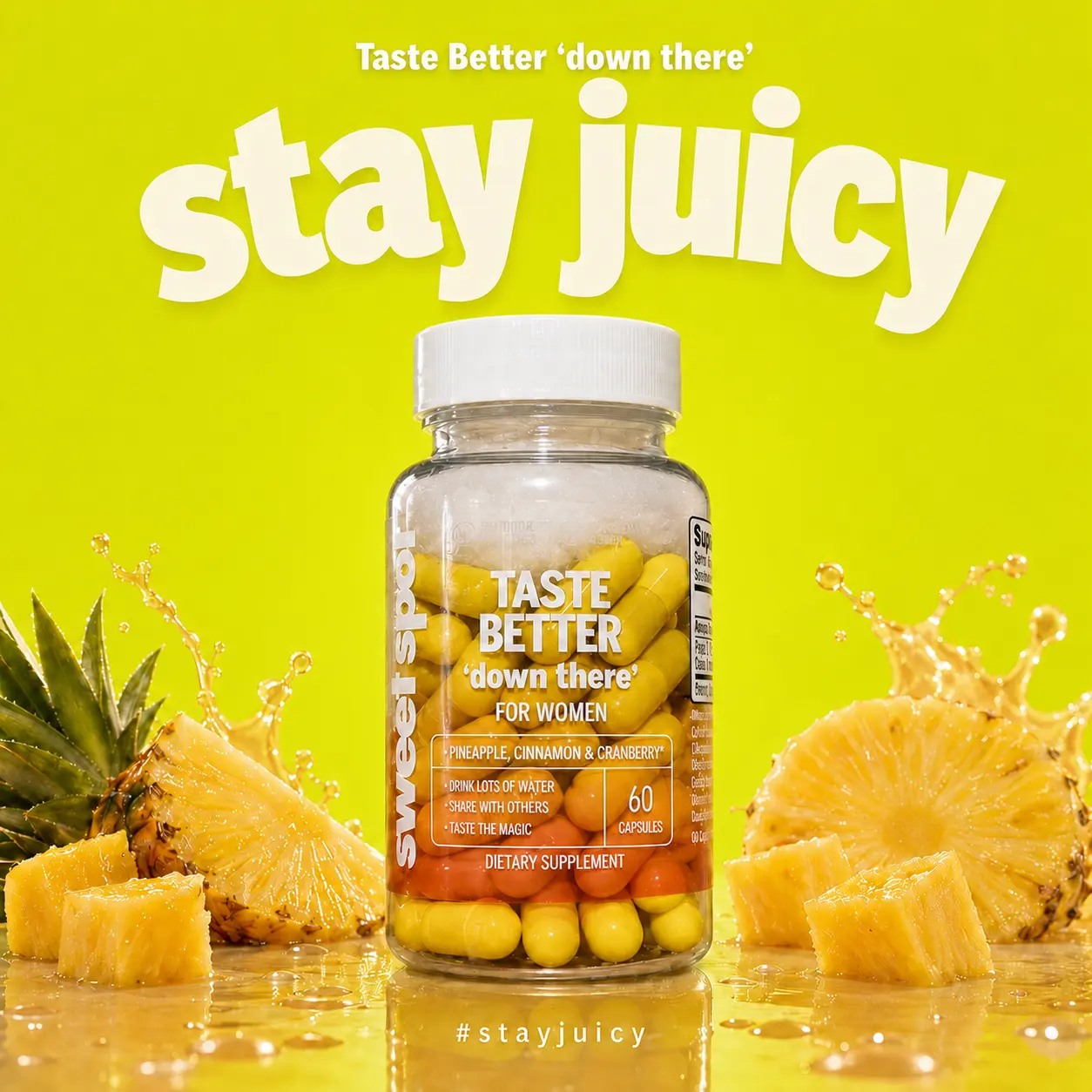 For Her | Vaginal Probiotic Supplement to Taste Better & Smell Fresh "Down There" | 60 Capsules | Taste The Sweet Spot