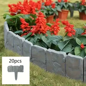 20-Piece Garden Edge Barrier Set, Plastic Garden Fence, Lawn Border, Fall Garden Decor, Easy Install Outdoor Vegetable Garden Landscape Divider, Decorative Garden Fences