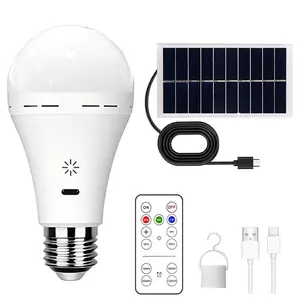 Outdoor Solar LED Light Bulb with Rechargeable USB Battery, Dimmable Led Lights, 3 Lighting Modes for Camping, Portable Lantern for Garden and Nightlight