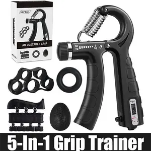 5-in-1 Grip Strength Trainer Set with Counter – Adjustable Resistance for Forearm Workout, Home Gym Setup & Strength Progression for Professional Athletes