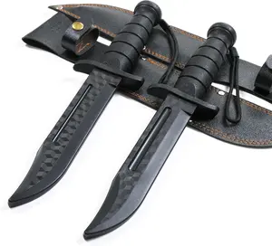 Polypropylene Training Daggers Leatherneck S/F Trainer (2 Pack) Black Plastic Blade Lightweight Self Defense Safe Easy Fun Cosplay Combat Military Martial Arts Knife Sheath IncludedGift.