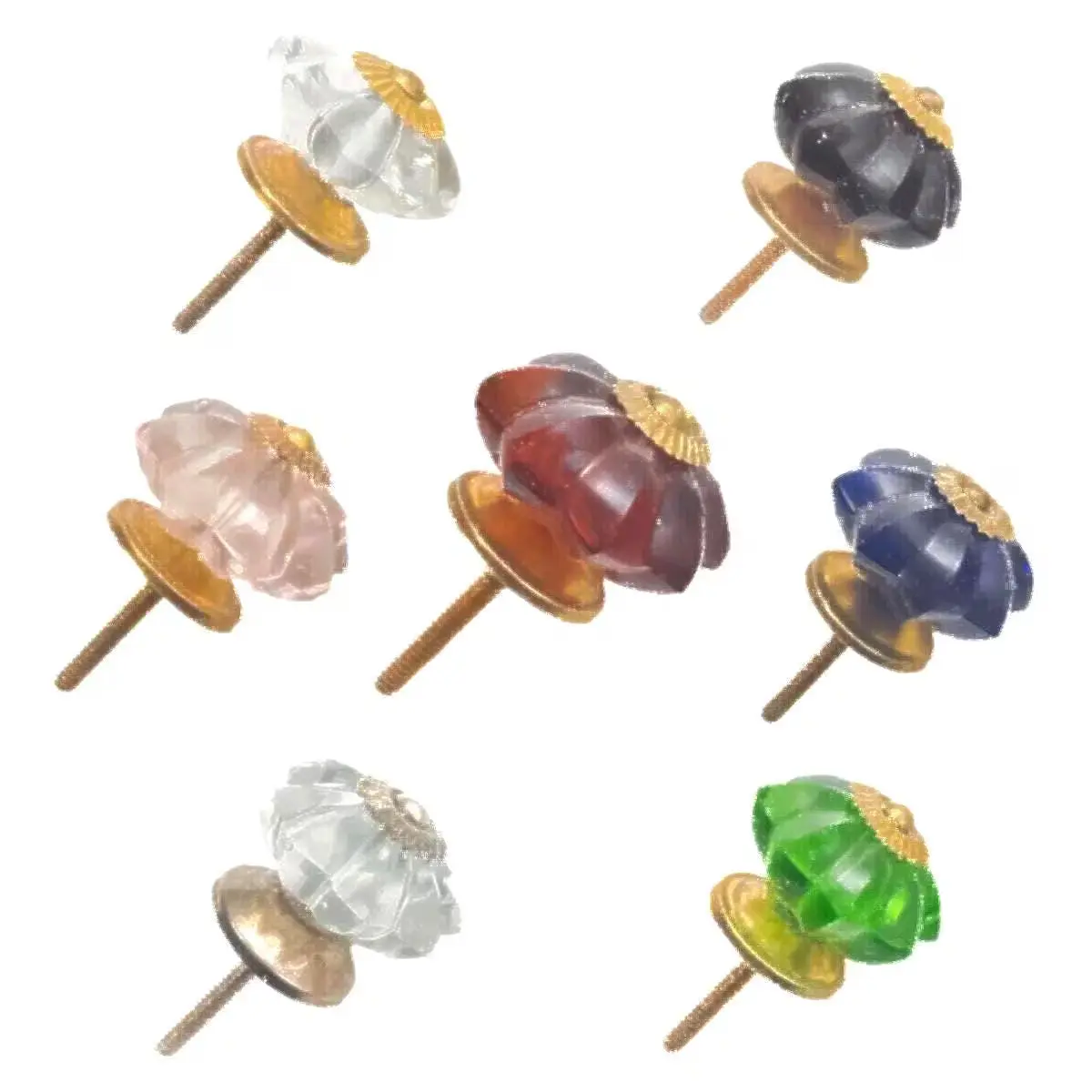 CDNY Faceted Glass Knobs for Cabinets & Dressers 6 Pack Multiple Colors Crystal Clear Sapphire Blue Ruby Red Emerald Green Quartz Pink Amber Brown Silver Modern Glam Vintage Chic Industrial Accents
