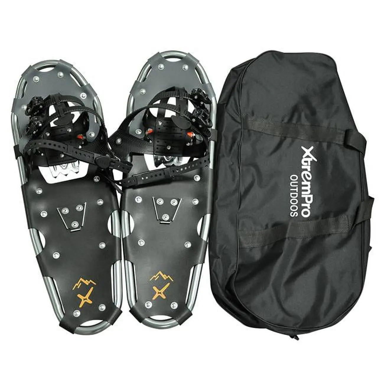 XtremPro 25 in. Lightweight Ergonomic Aluminum Snowshoes with 14-Point Crampons for Active Outdoor Use, Easy Setup and Storage, Silver - Includes Portable Backpack, Skiing, Alloy, Included Portable Backpack, Trendy Design, Outdoor Active, Backpacking Trai