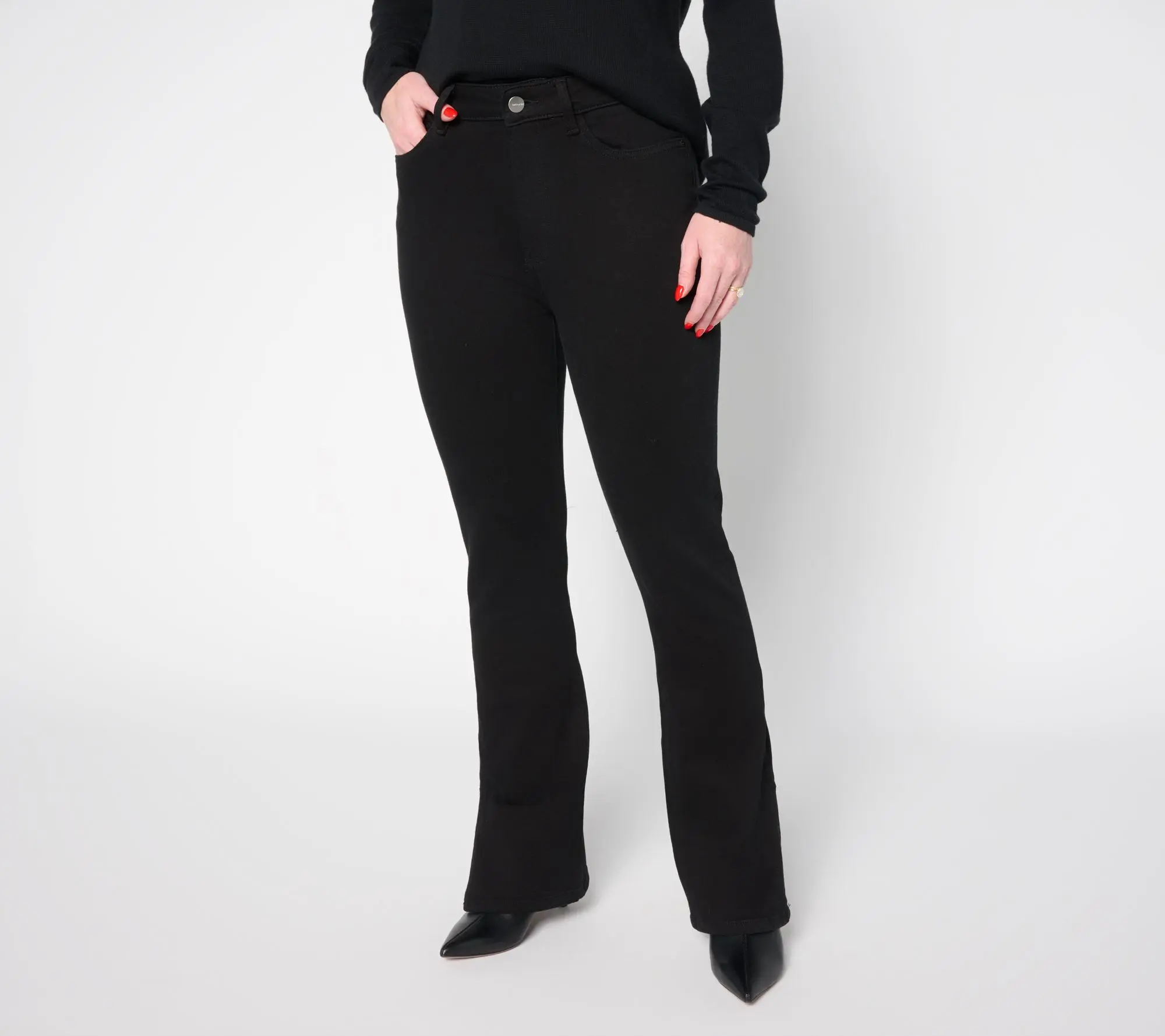 Warp & Weft AMA Jet-Set Stretch Slim Boot-Cut Jeans with Slit