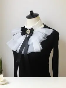 New European and American net lace bibs can be paired with simple shirts, false collars, and decorative necklines Bow Decor Tie Casual Elegant Tie