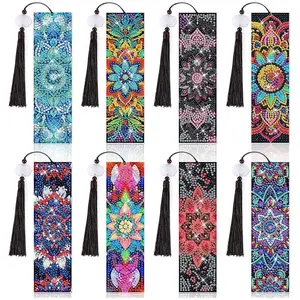 Mandala Pattern DIY Diamond Arts Colorful Painting Kit Bookmark, 8pcs Acrylic Tassel Beaded Bookmark, DIY Craft Supplies for Beginners and Adults, Beginner Friendly