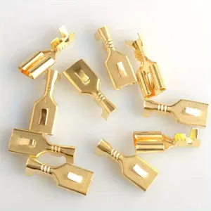 100pcs Brass Gilded 6.3MM/0.25in Female Spade Crimp Terminal Brass Wire Connector