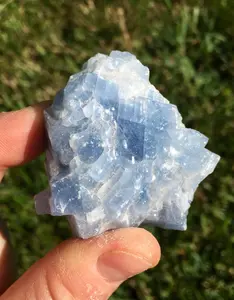 Raw Blue Calcite Crystal from Mexico - Natural 1.5"-2.5" Stone for Intuition and Calming, Throat and Third Eye Chakra Healing