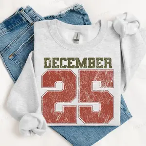 Retro Christmas Sweatshirt, December 25 Shirt, Holiday Clothing, Womens Christmas Shirts, Christmas Crewneck, Christmas Gift, Winter Sweater