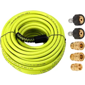 Pressure Washer Hose 100 FT x 1/4" - Wash Hose with Quick Connect Kits - High Pressure Hose with M22 14mm Fittings - 3600PSI