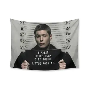 Supernatural - Dean Winchester Mugshot Tapestry Funny Tapestries Durable Man Cave Wall Flag for College Dorm Room Decor Outdoor Party Banner Tree Design 40x60 Inch