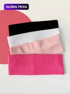 Solid Color Hair Bands (4 Piece), Elastic Headbands, Workout Hairband, Casual Sporty Hair Bands for Women & Girls, Minimalist Headwear Suitable for Sports, Fashion Hair Accessories for Party and Daily Outfits