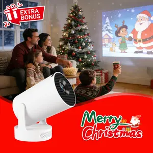 [US warehouse] Mini Projector 4K support with Dual-Band WIFI6 5G Wireless 5.4 Bluetooth Android 11, Soundbase Speaker, Manual focus, Auto Vertical Keystone 180°Rotatable Portable Proyector for Home Bedroom Outdoor