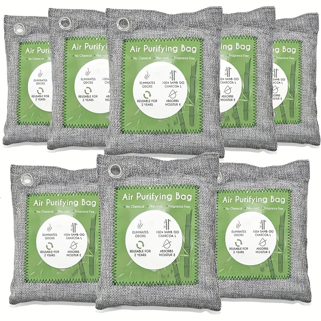 Vitscan Activated Charcoal Car Air Freshener, Moisture Absorber, Bags Odor Absorber, Shoe Deodorizer, Odor Eliminate Bamboo Charcoal Air Purifying Bag，8 pcs of 150g