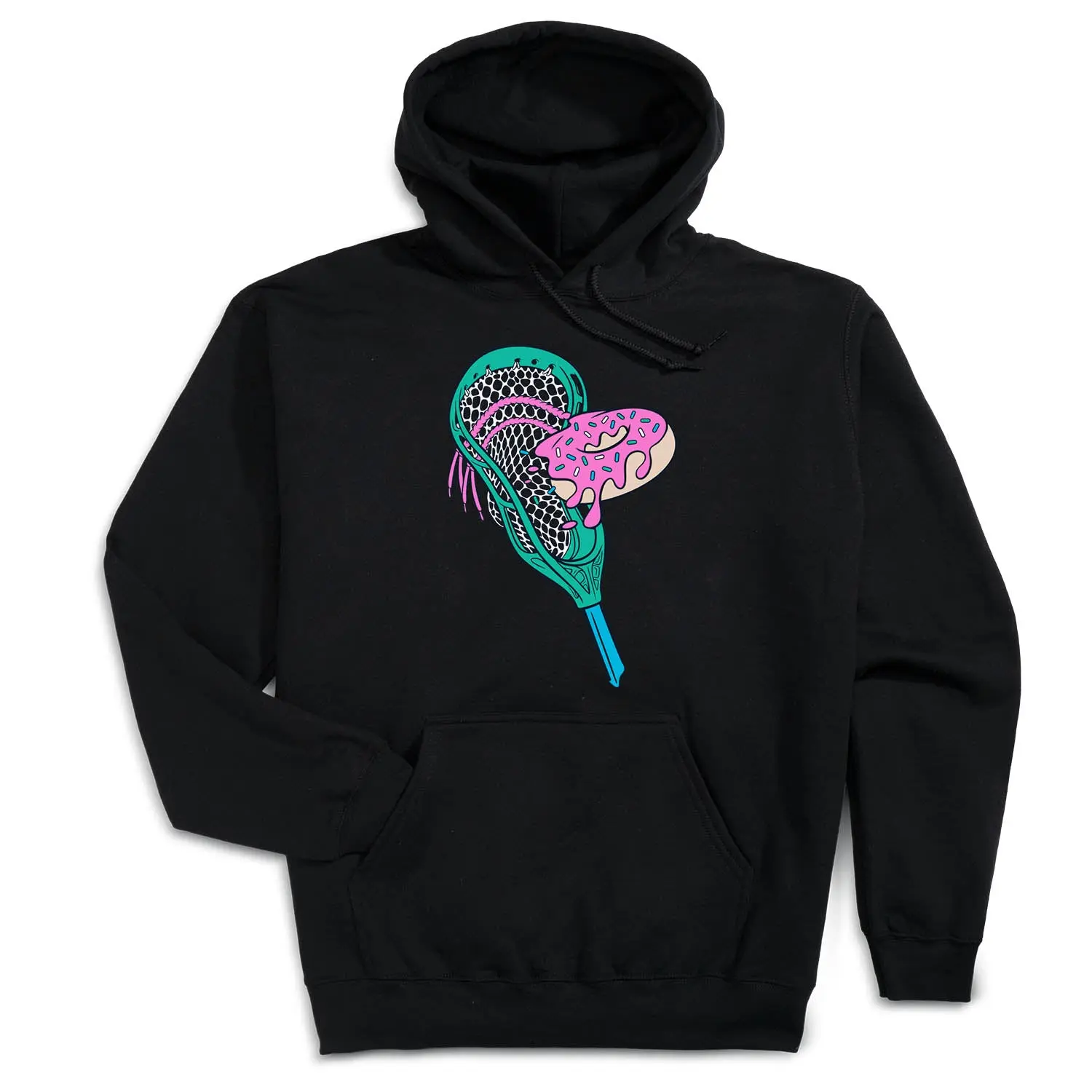 Men's Graphic Donut Lacrosse Print Fleece Hoodie - Soft, Comfortable, Loose Long Sleeve Athleisure Pullover Tops for Practices, Colorful Bright Print Menswear Relaxed Cut