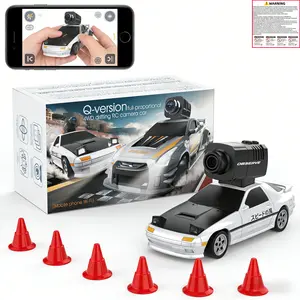 Q-version full-proportional 4WD drifting RC camera car RC Drift Car with Camera, 4WD Mini Full-Proportional High-Speed RC Electric Mini Racing Drift Car Model with  LED Lights, Christmas and Birthday Gifts Children’s Day Gift