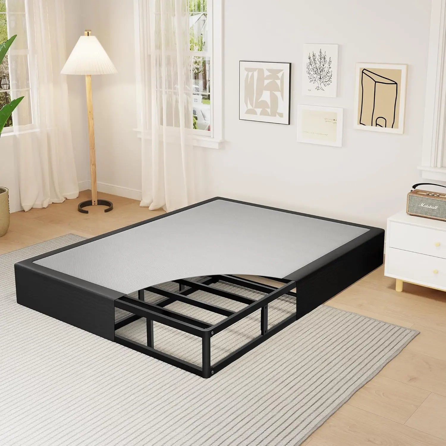 Size 10 Inch Box Spring - Heavy Duty Metal Mattress Foundation (2500lbs Capacity), Noise-Free, Easy Assembly with Removable Fabric Cover